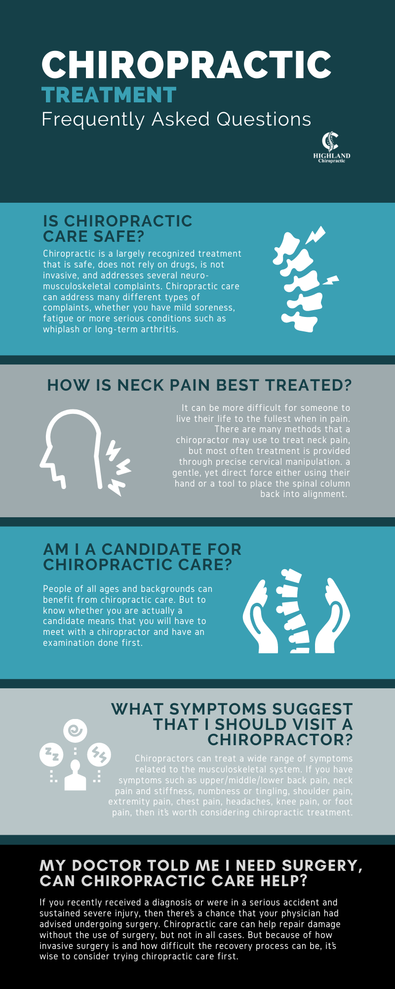 Chiropractic Treatment Frequently Asked Questions Infographic